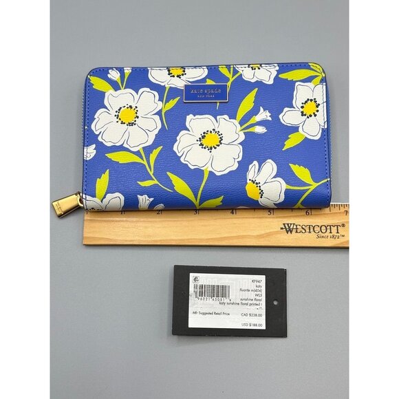 Kate Spade Katy Sunshine Floral Textured Leather Medium Zip Around Wallet KF947 - Picture 12 of 16